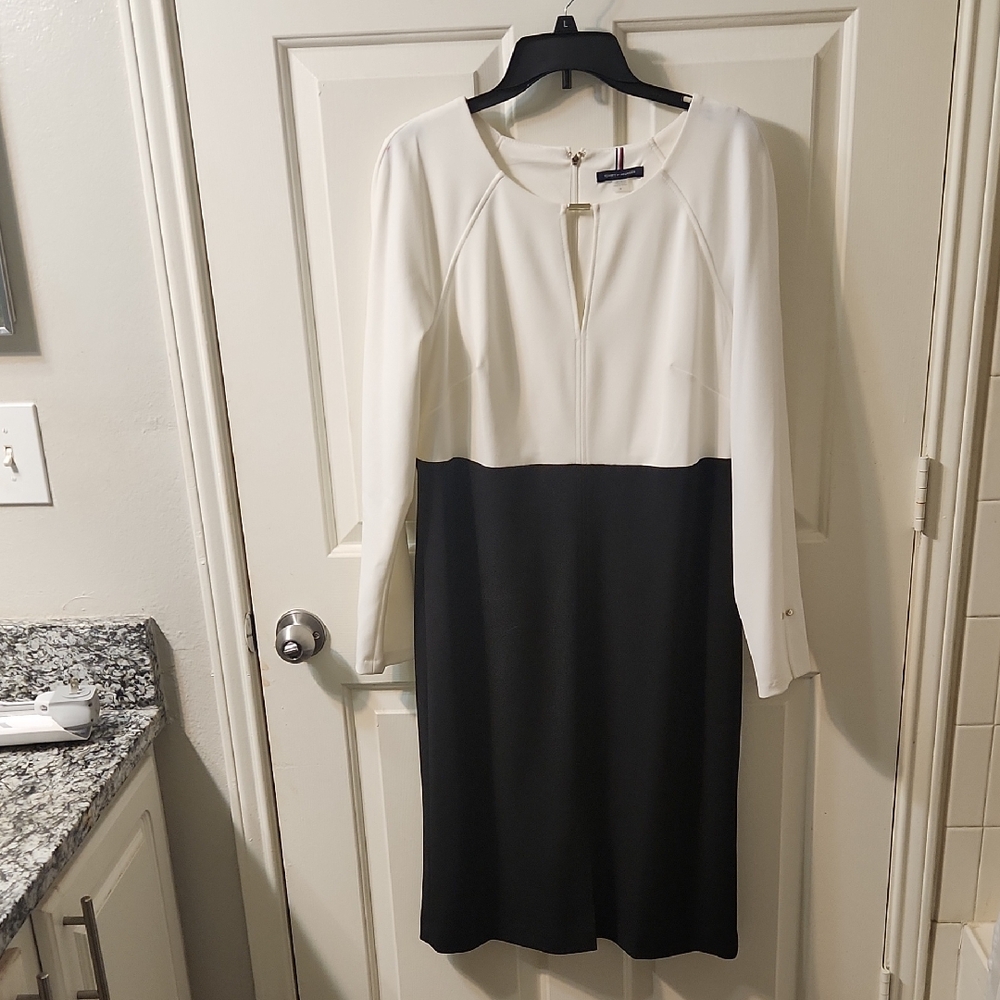 Tommy Hilfiger Black and White Long Sleeve Dress